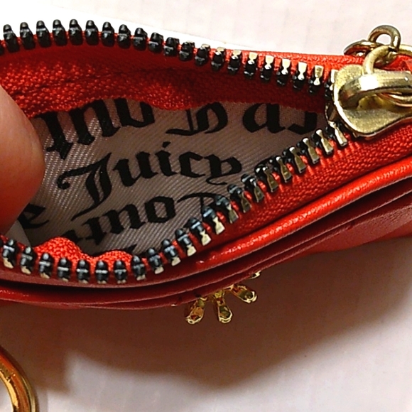 Gorgeous JUICY COUTURE Bright Red skinny Wallet Keychain/change purse - Picture 10 of 12